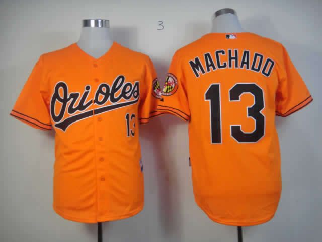 Men Baltimore Orioles 13 Machado Orange MLB Jerseys